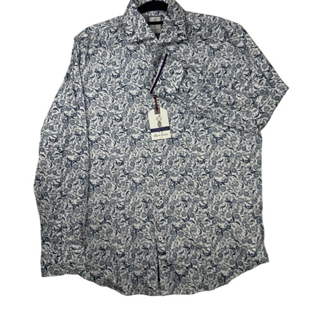NWT Robert Graham Marleigh Retired Button Down Shirt Paisley Floral Navy Large